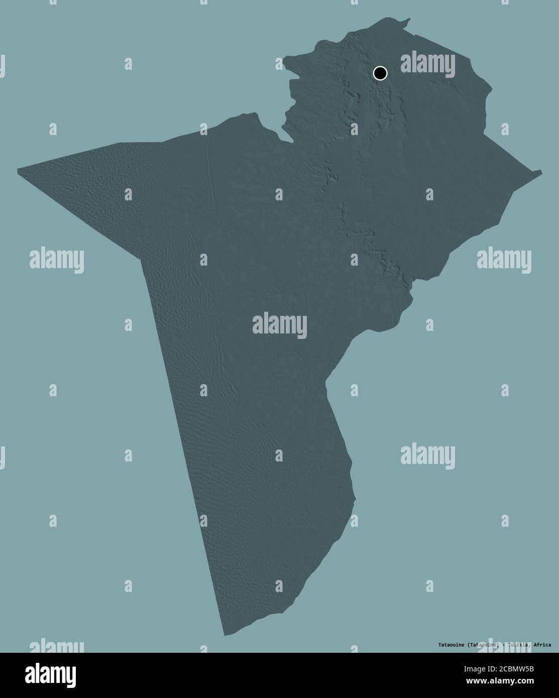 Shape of Tataouine, governorate of Tunisia, with its capital isolated ...