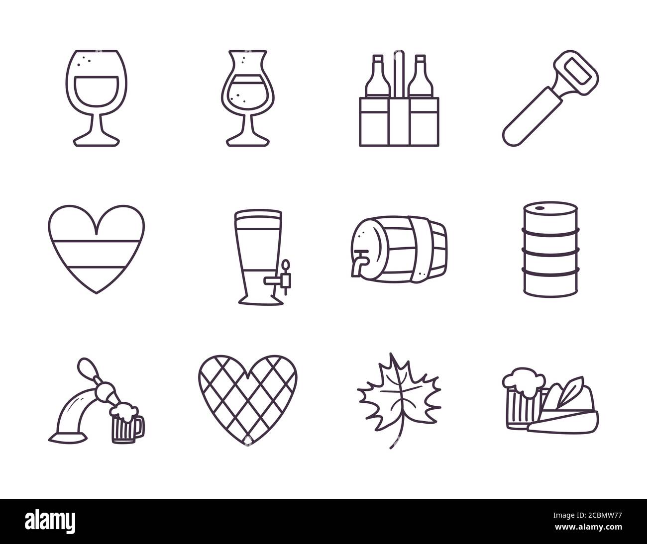 oktoberfest line style set icons design, Germany festival and ...