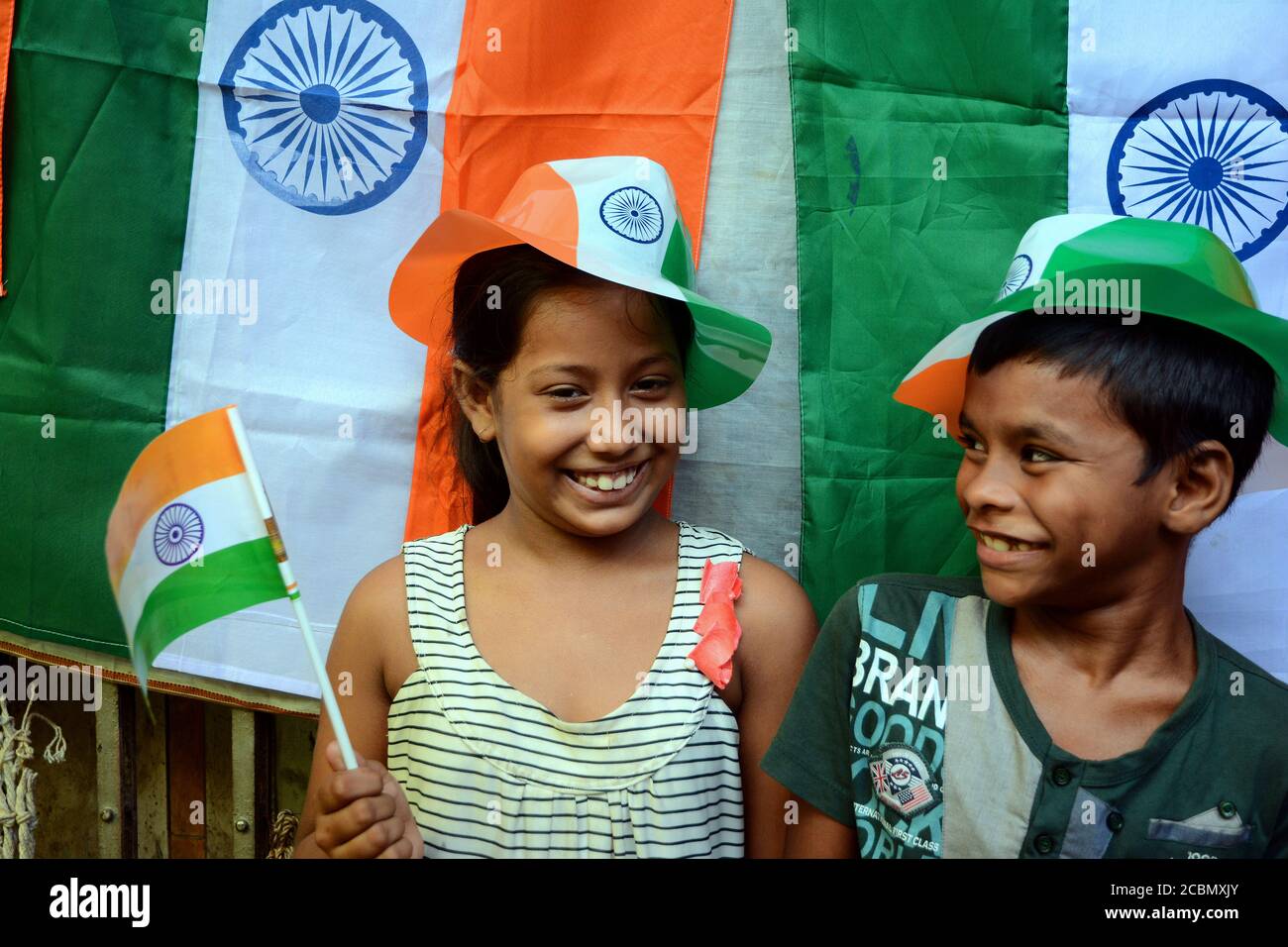 Street children to celebrate Independence Day on 15th August Stock ...
