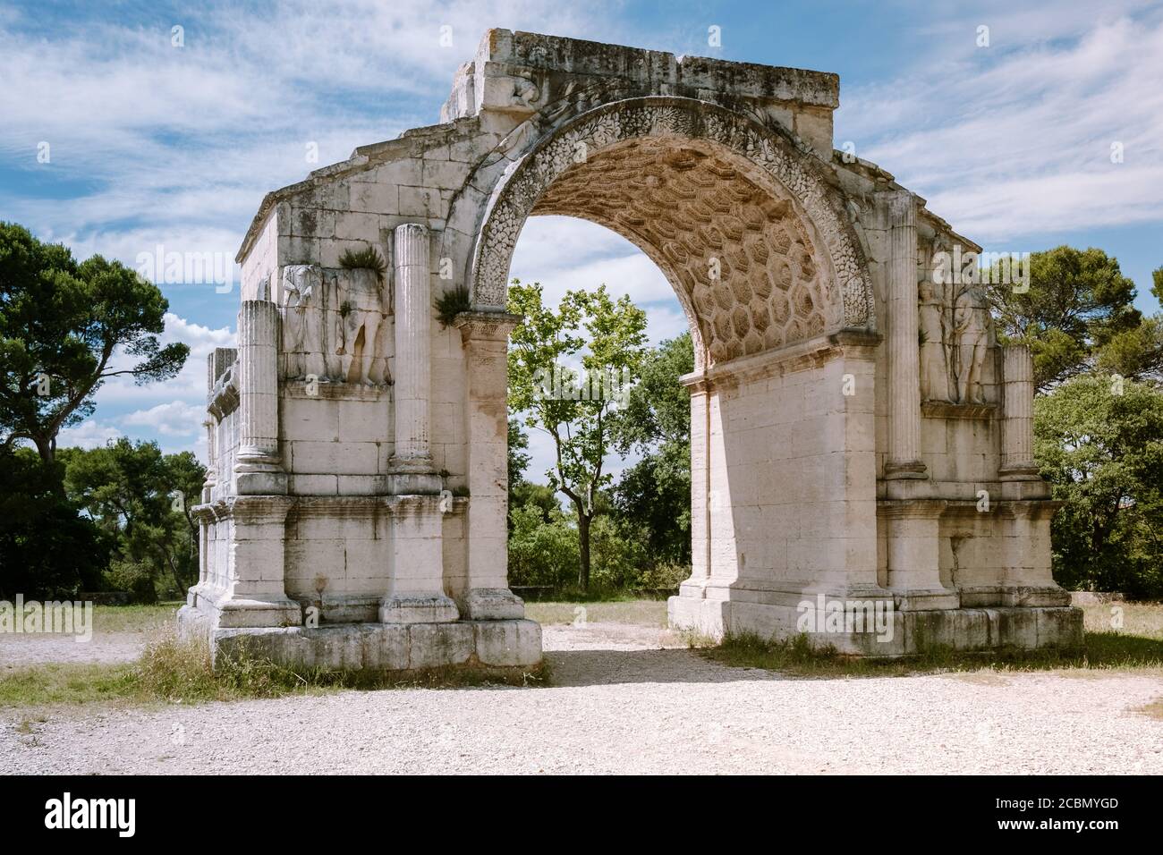 Les Antiques monument which is a part of Glanum archaeological site near Saint Remy de Provence in France Stock Photo