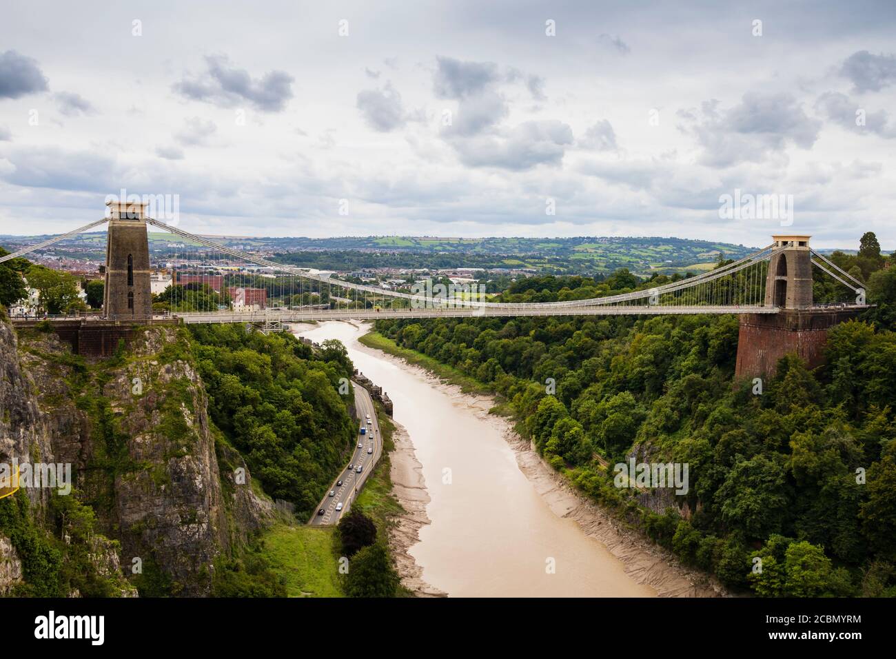 Isambard Kingdoms Brunels Clifton Suspension bridge over the river avon gorge.  Bristol, England. July 2020 Stock Photo