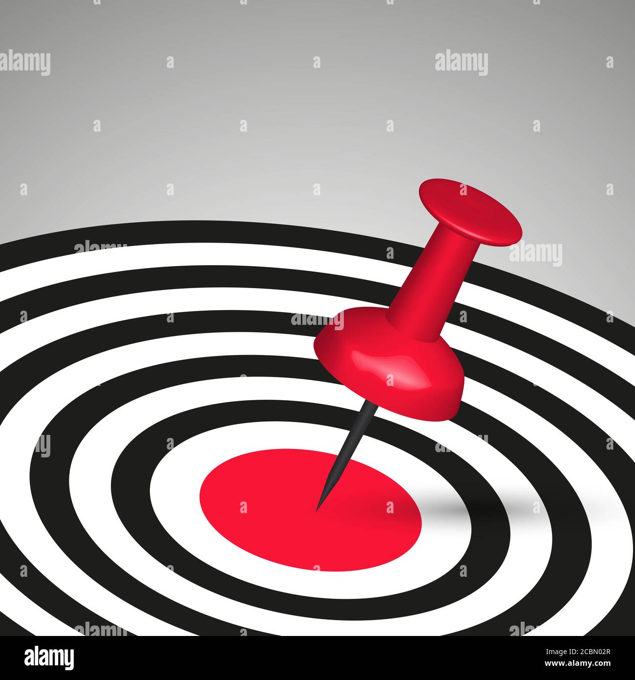3D rendering of a red pin on the bullseye of a dartboard - concept of ...