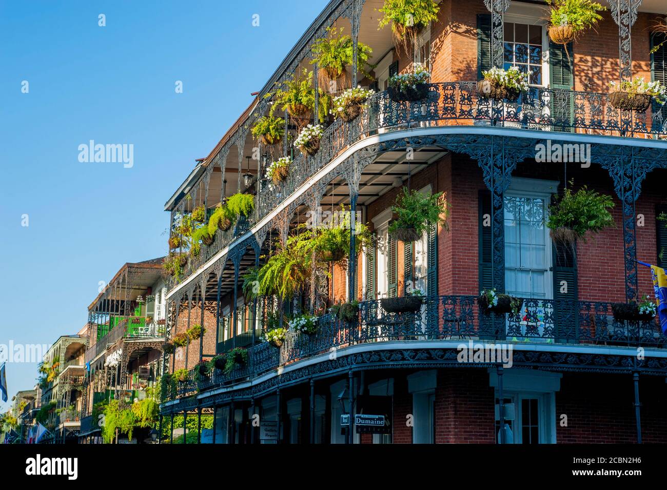 Detail of wrought iron balconies in the historic French Quarter of New ...