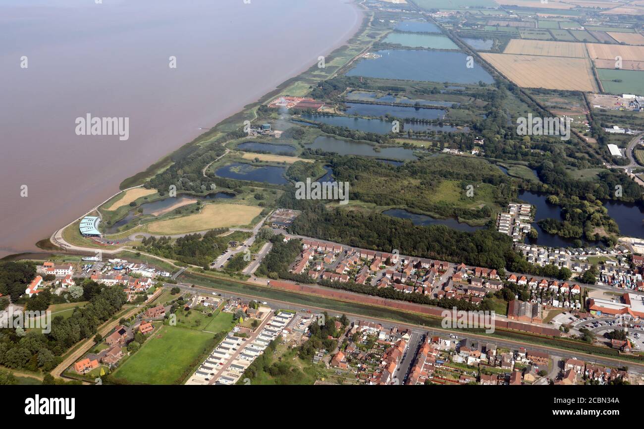 aerial view of Waters' Edge Country Park & Visitor Centre Stock Photo