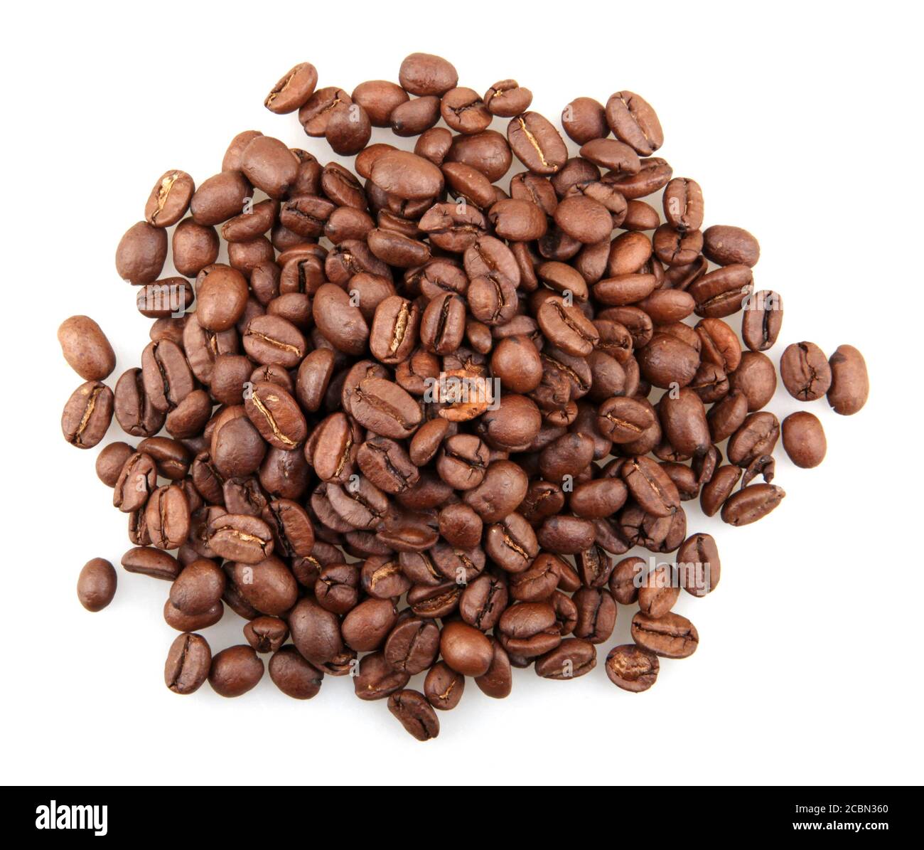 Top view of the roasted coffee beans on the white surface Stock Photo ...