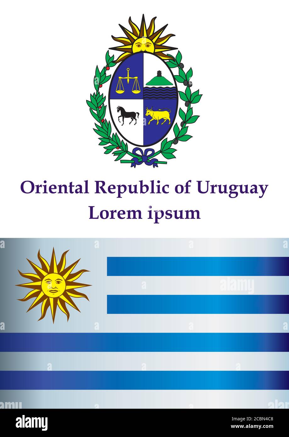 Flag of Uruguay, Oriental Republic of Uruguay. Template for award ...