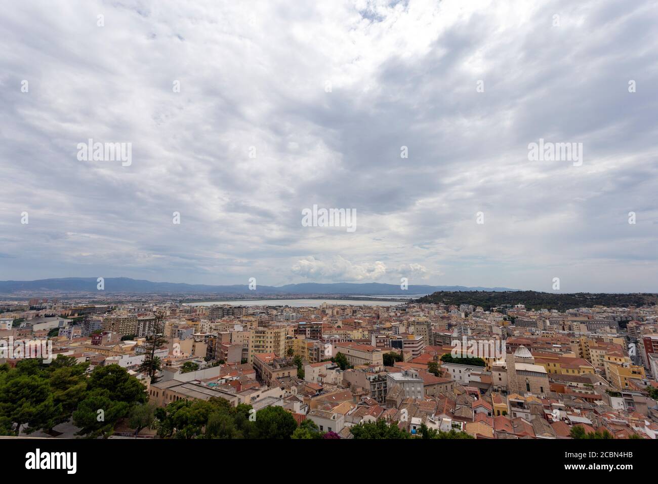 View of Cagliari from the Bastion of Saint Remy on the island of Sardinia, Italy. Stock Photo