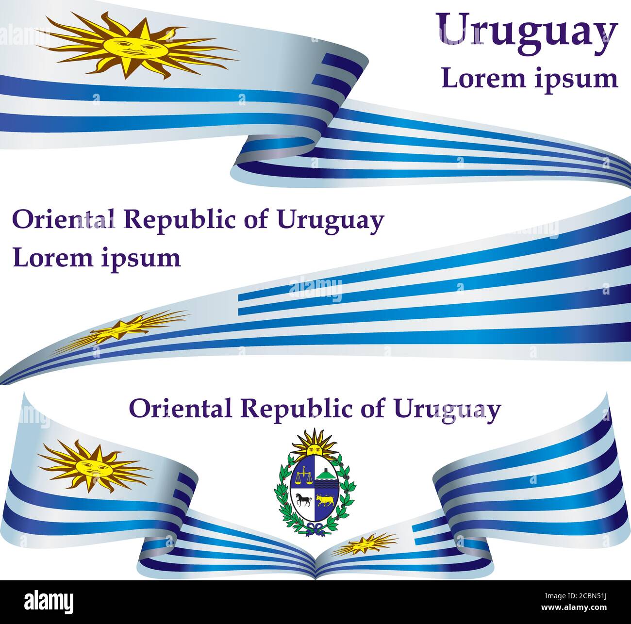 Flag of Uruguay, Oriental Republic of Uruguay. Template for award ...