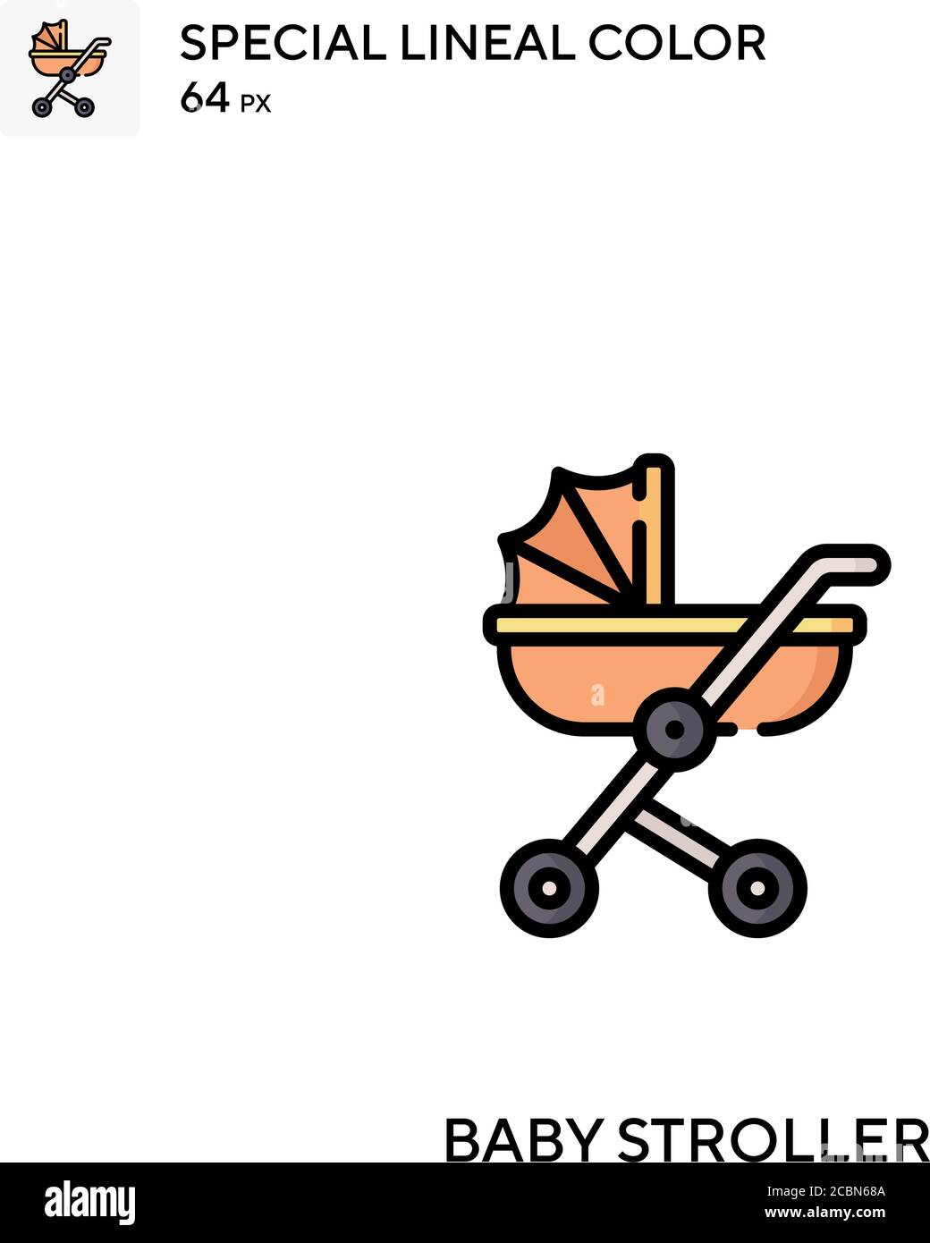 Baby stroller Special lineal color vector icon. Baby stroller icons for ...