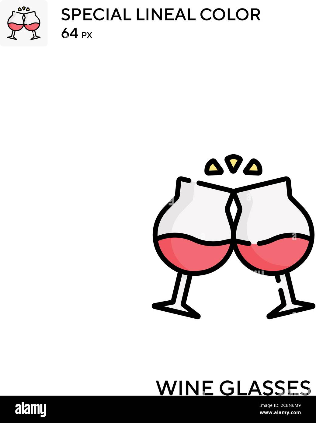 Wine glasses Special lineal color vector icon. Wine glasses icons for ...