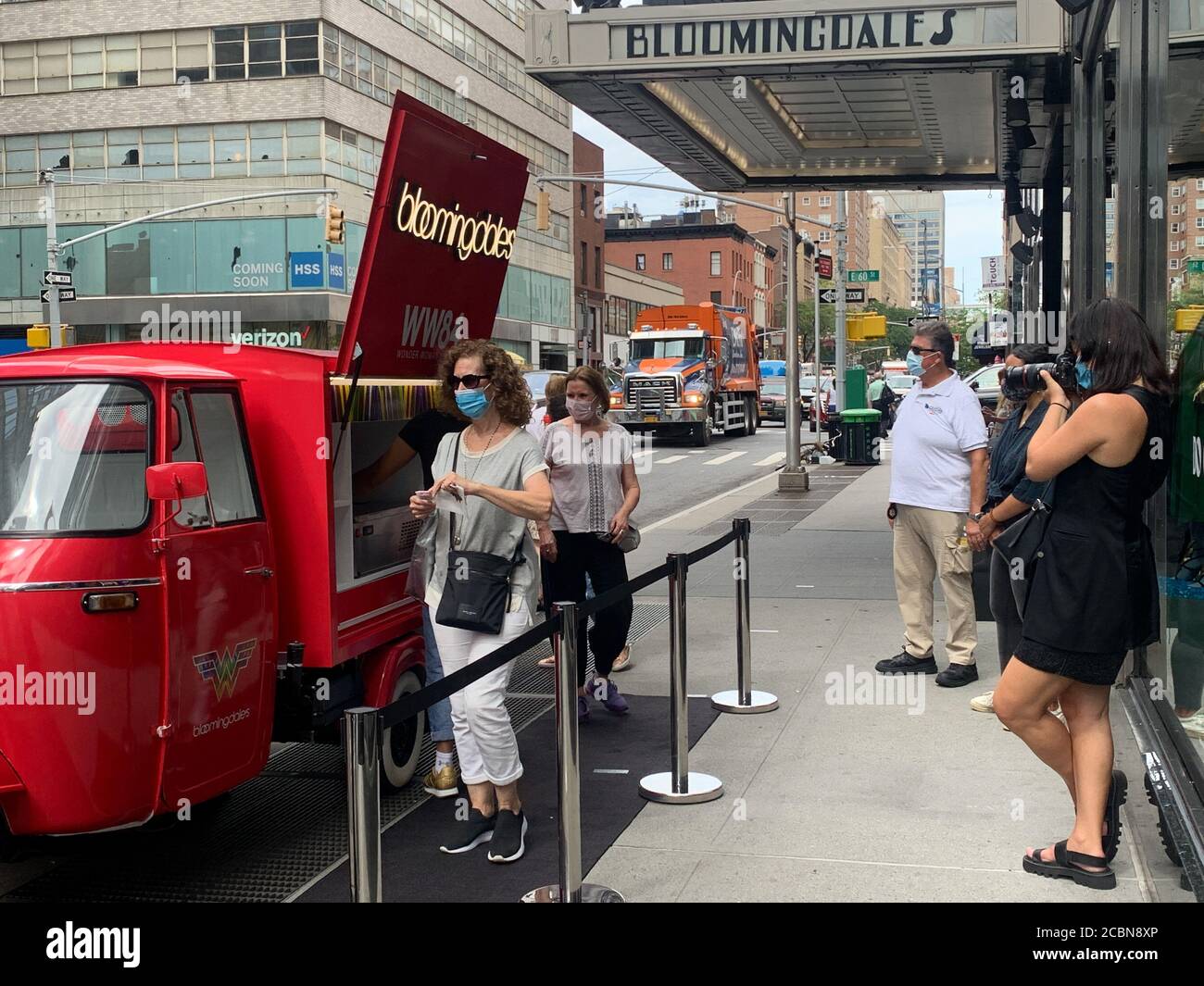 New York, USA. 14th Aug, 2020. (NEW) Free Ice Creams to promote Wonder Woman 1984 movie at Bloomingdales. August 14, 2020, New York, USA: Free ice creams are given out to people in front of Bloomingdales on Lexington Avenue in an effort to promote the movie Wonder Woman 1984 (WW84). The movie products are been exhibited inside Bloomingdales.Credit : Niyi Fote /Thenews2 Credit: Niyi Fote/TheNEWS2/ZUMA Wire/Alamy Live News Stock Photo