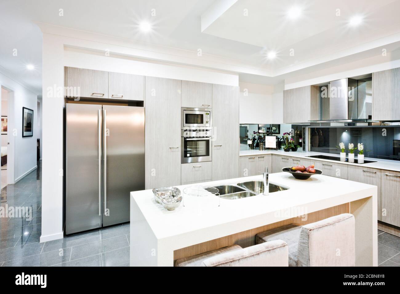 Interior of a modern kitchen and dining room Stock Photo - Alamy