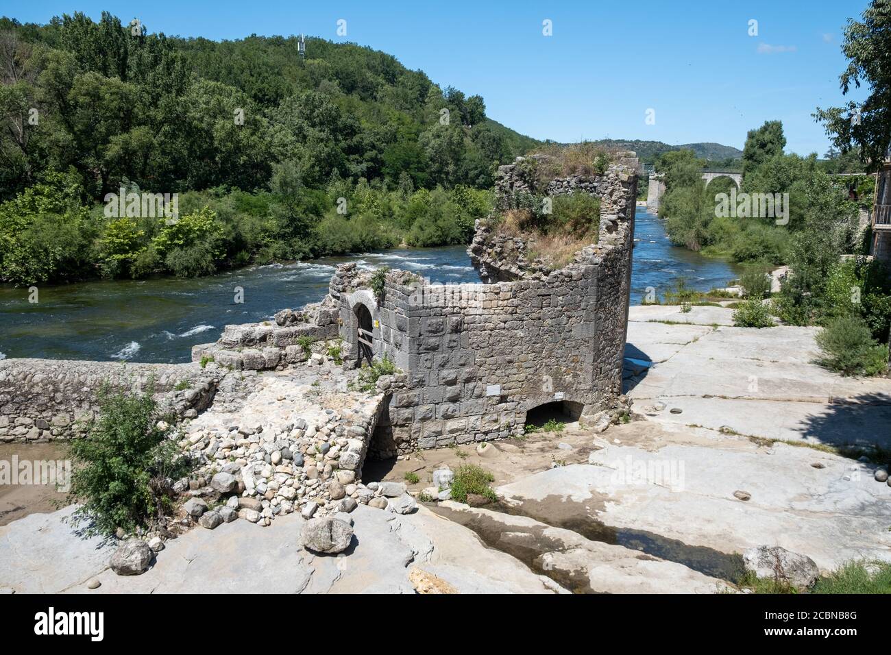 Ardeche France, view of the village of Vogue in Ardeche. France Stock Photo