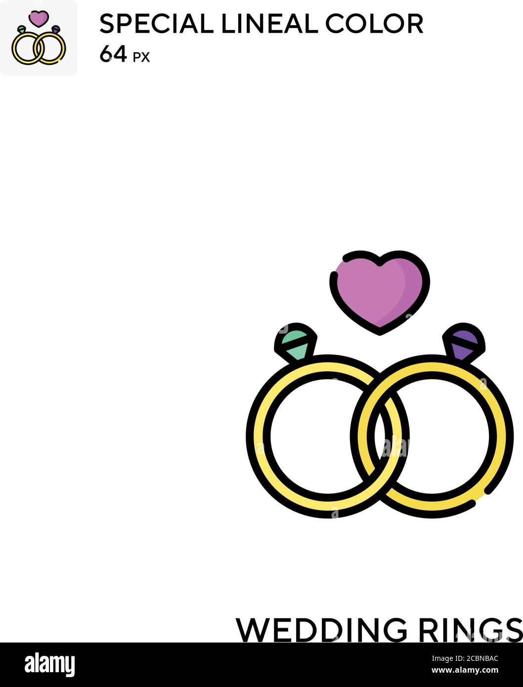 Wedding rings Special lineal color vector icon. Wedding rings icons for ...