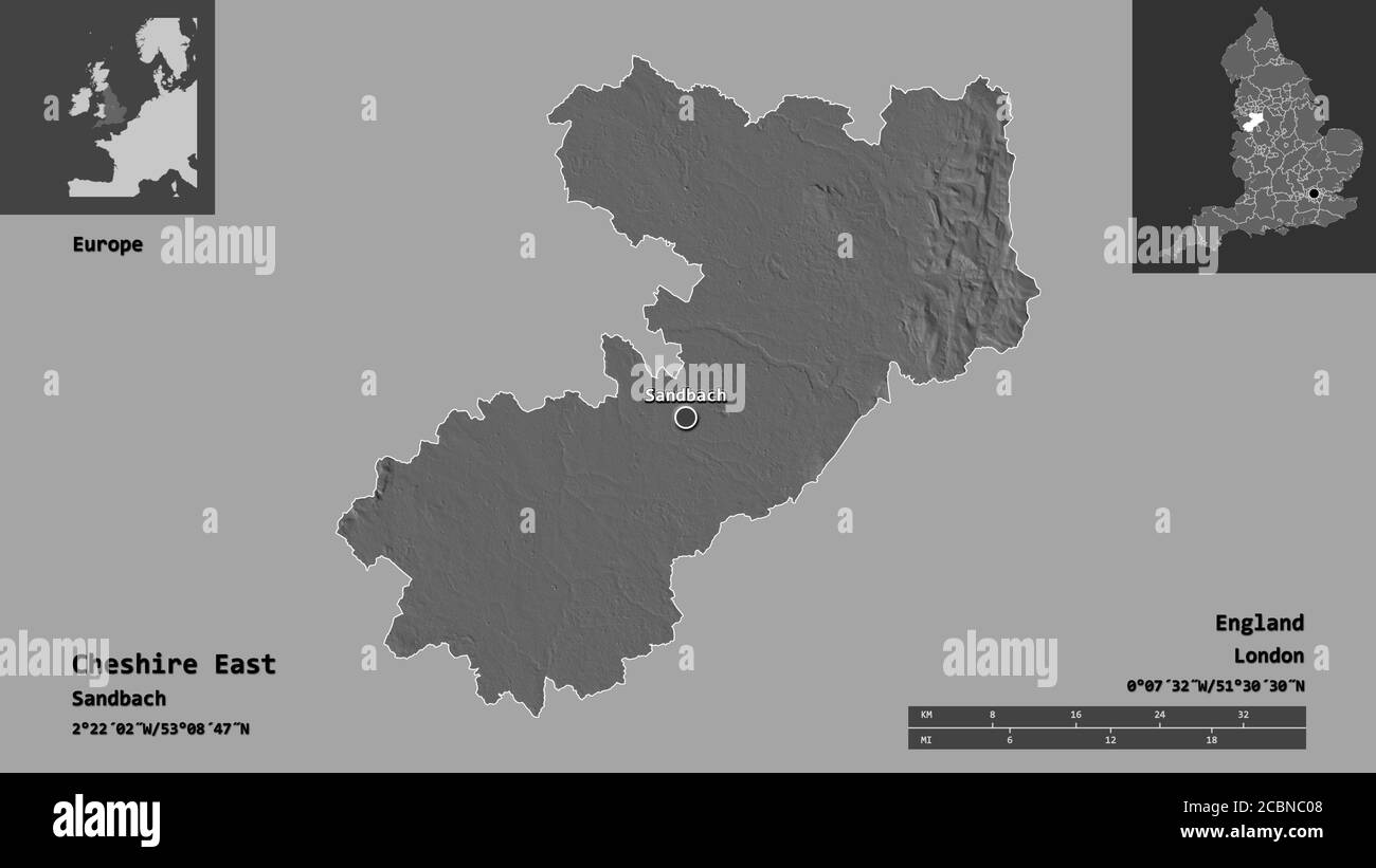 Shape of Cheshire East, administrative county of England, and its