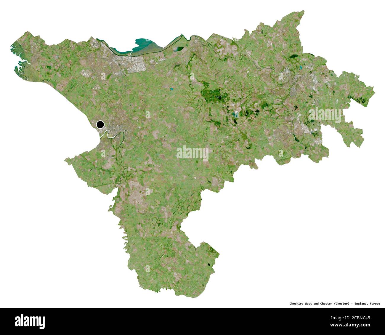 Map Of Cheshire West Shape Of Cheshire West And Chester, Administrative County Of England, With  Its Capital Isolated On White Background. Satellite Imagery. 3D Rendering  Stock Photo - Alamy