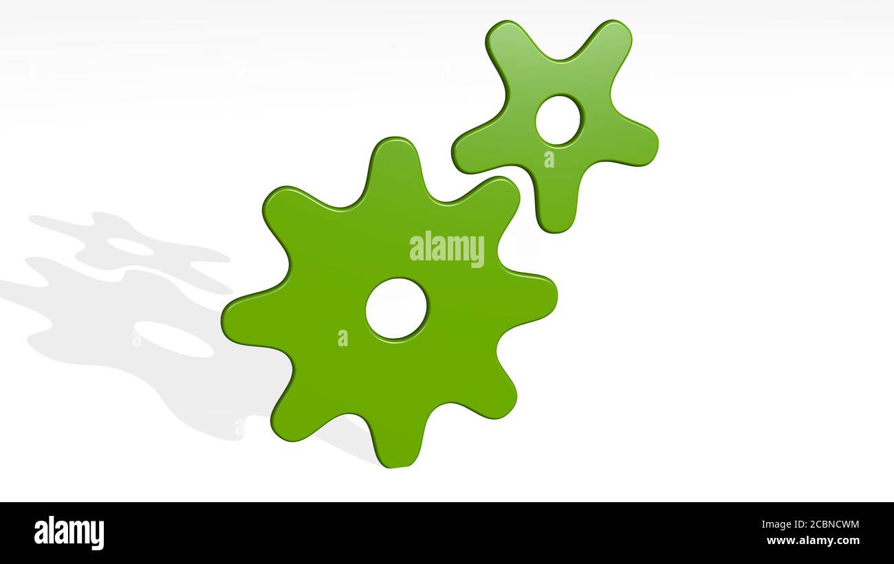 COGS 3D icon casting shadow, 3D illustration for background and gears ...