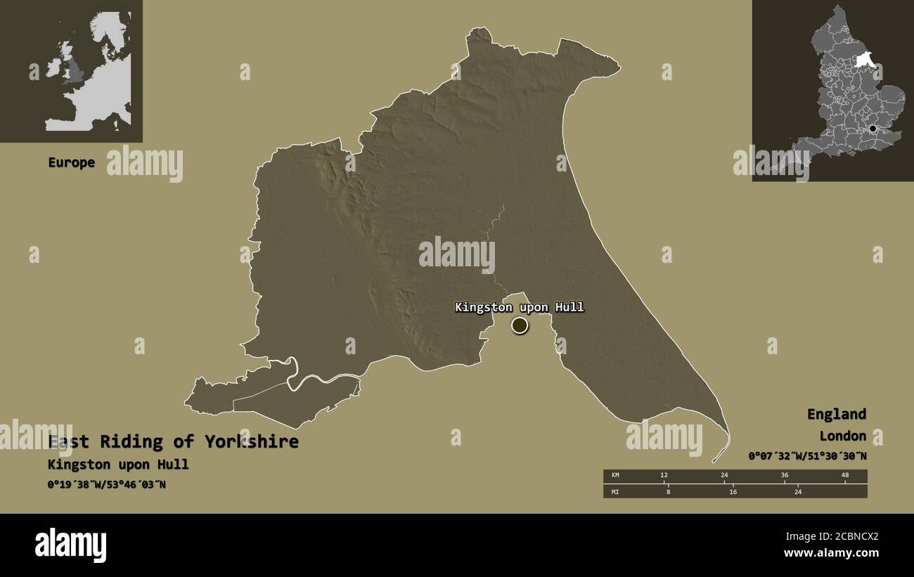 Shape of East Riding of Yorkshire, unitary authority of England, and ...