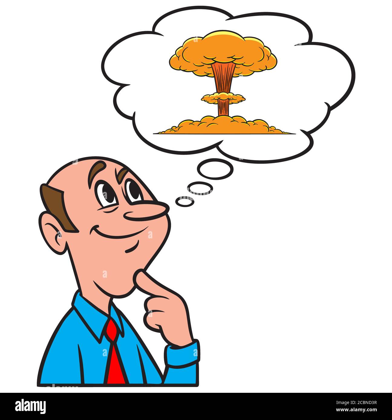 Thinking About War- An Illustration of a Person Thinking About War. Stock Vector