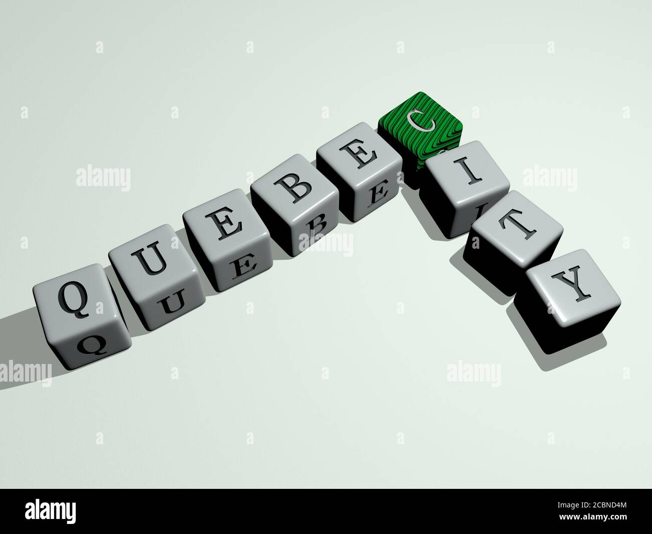 quebec city crossword by cubic dice letters, 3D illustration for canada