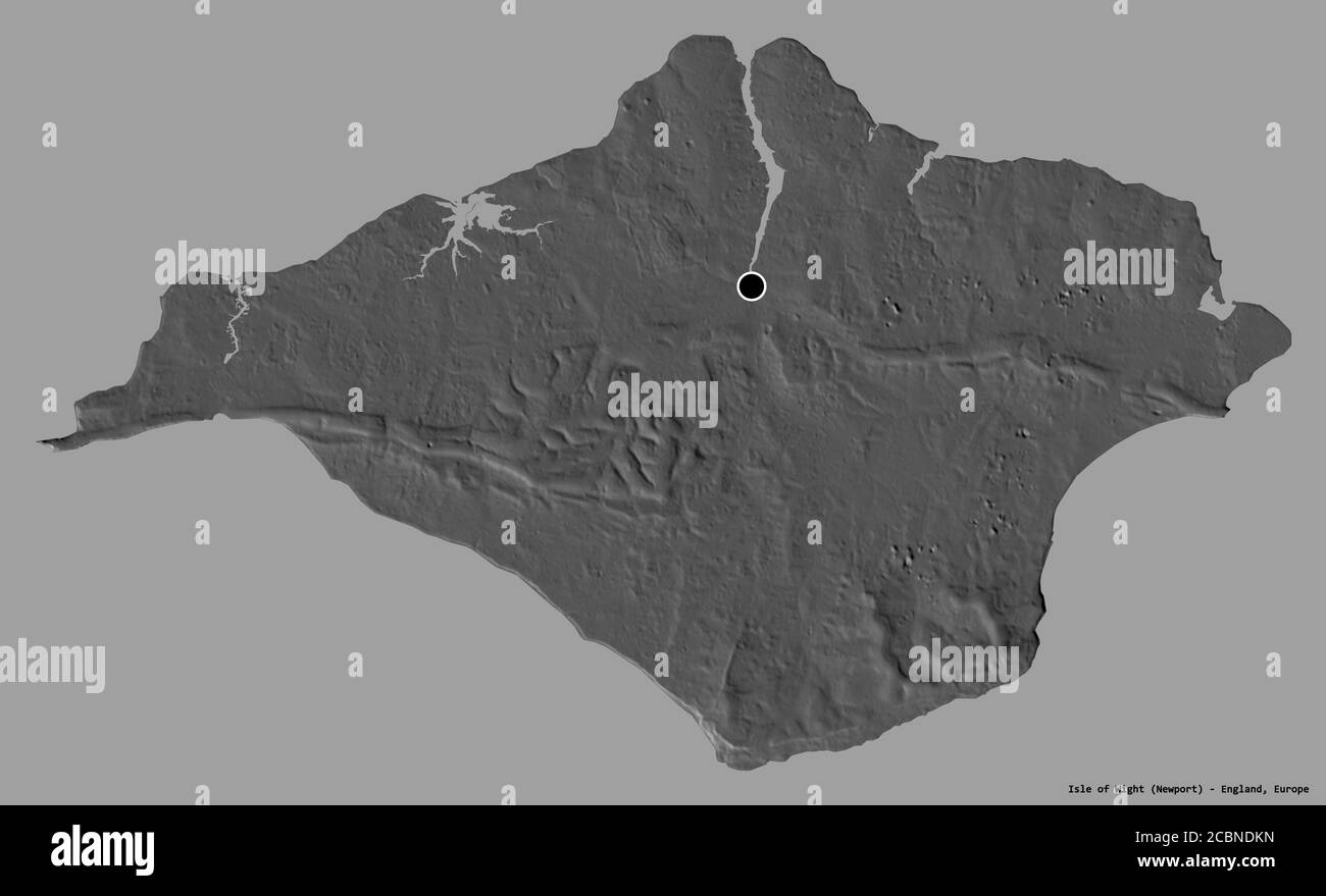 Shape of Isle of Wight, unitary authority of England, with its capital