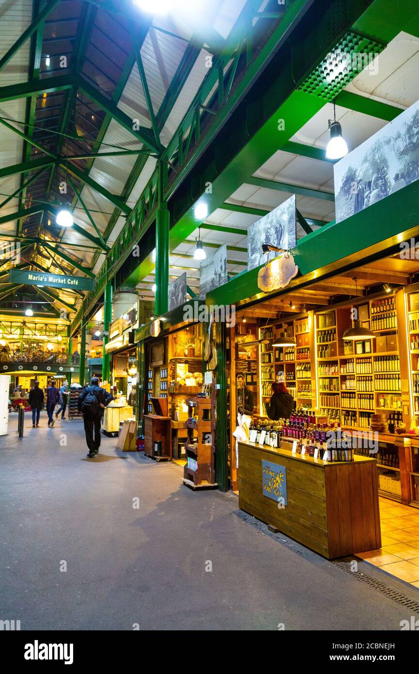 The Olive Oil Co stall and alley inside of covered Borough Market