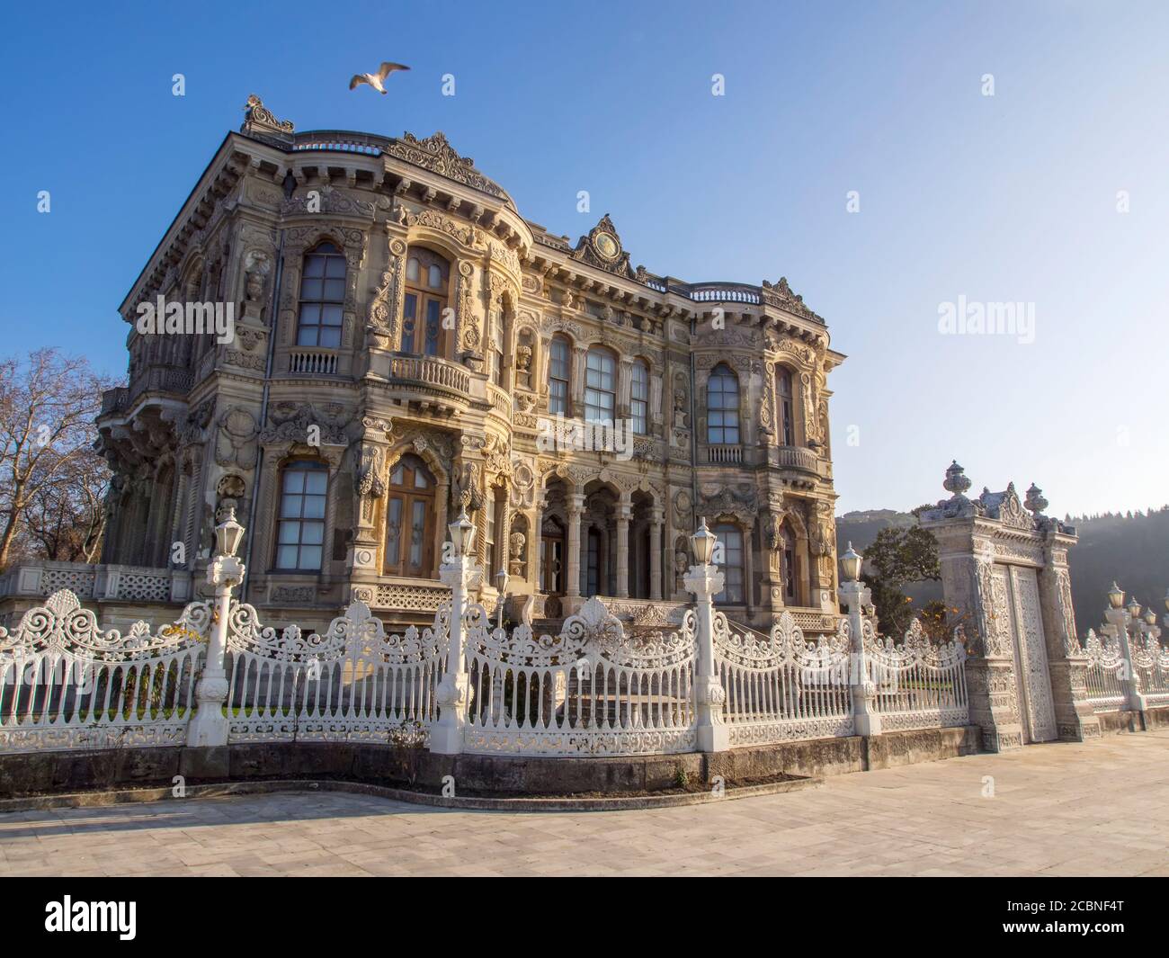 ISTANBUL, TURKEY - JANUARY 9, 2014: Kucuksu Palace (Pavilion) Kucuksu Palace is a 19th century Ottoman Empire era summer and hunting palace in Bosphor Stock Photo