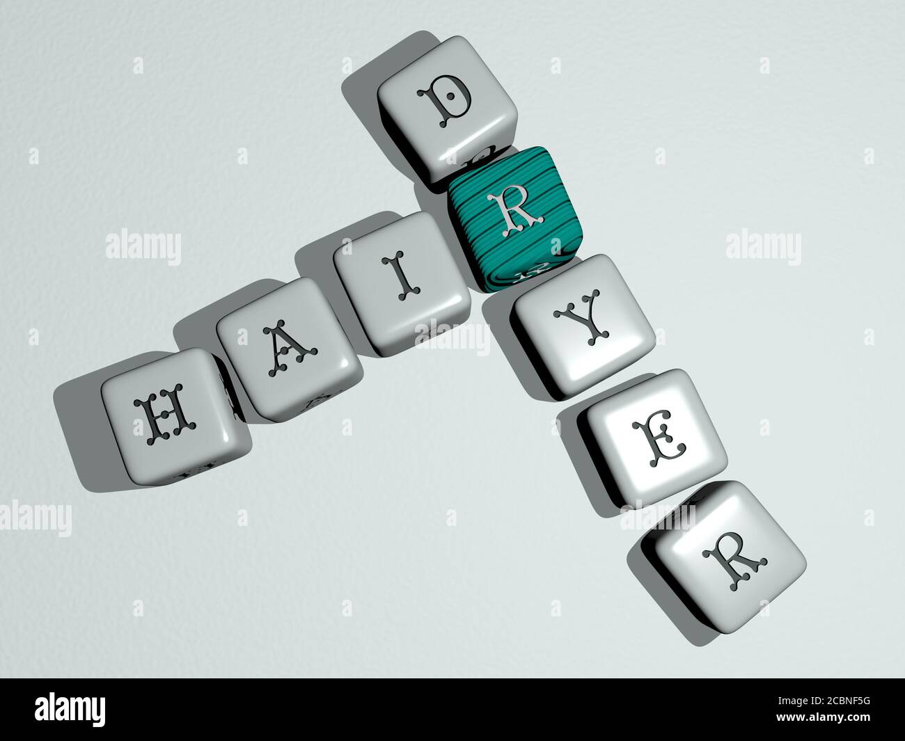 hair dryer crossword by cubic dice letters 3D illustration for hair dryer crossword by cubic dice letters 3D illustration for