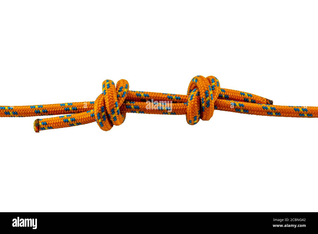 double fisherman's knot orange rope example of with transparent background  Stock Photo - Alamy