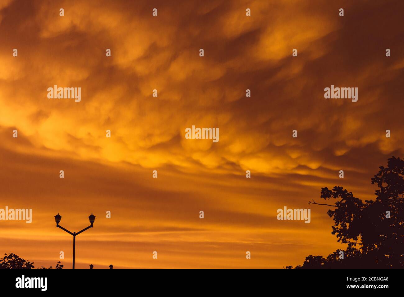 Mammatus Clouds, Apocalyptic sky in Mexico Stock Photo