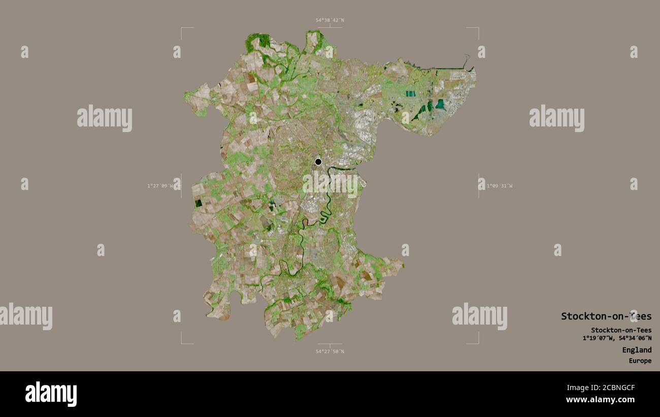 Area of Stockton-on-Tees, unitary authority of England, isolated on a ...