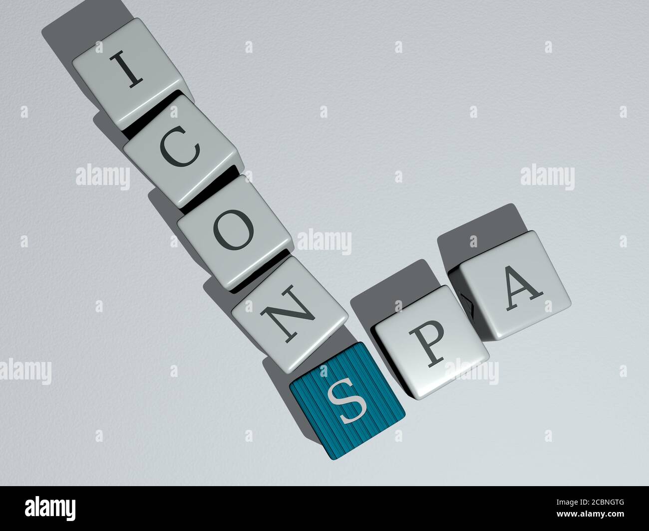 SPA ICONS crossword by cubic dice letters, 3D illustration for beauty