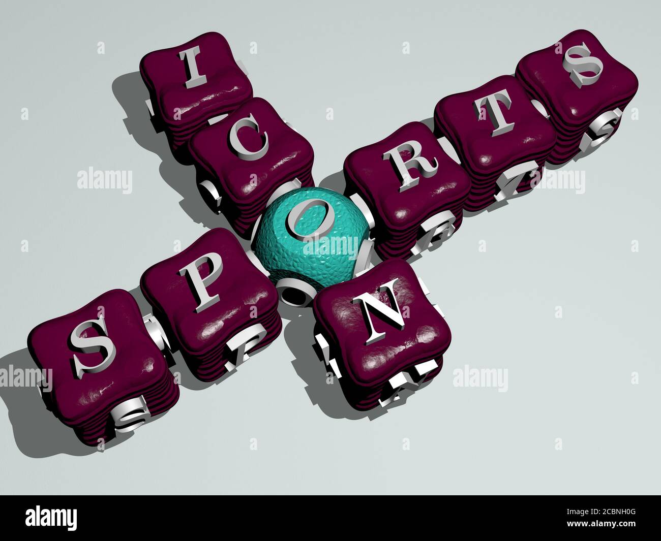 sports icon crossword of colorful cubic letters, 3D illustration for background and activity Stock Photo