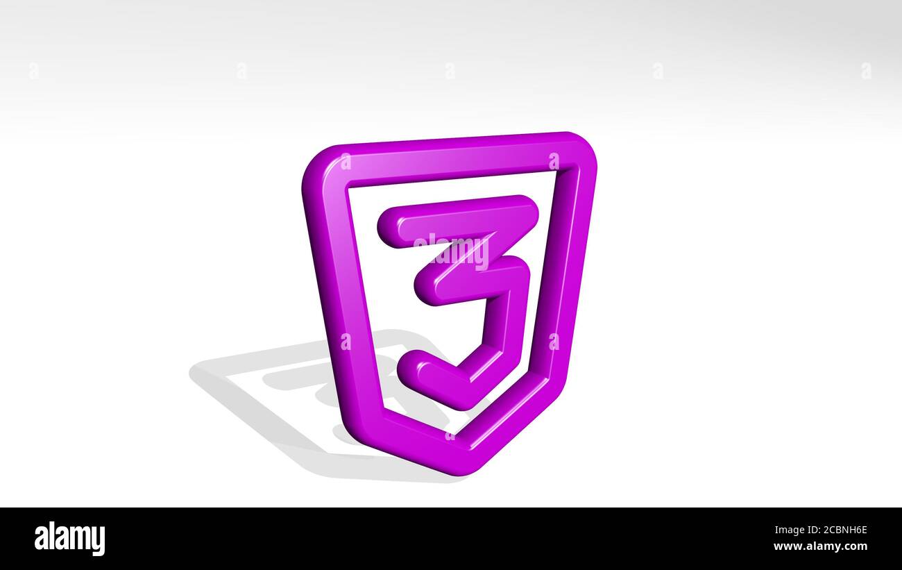 programming language css 3D icon casting shadow, 3D illustration for ...
