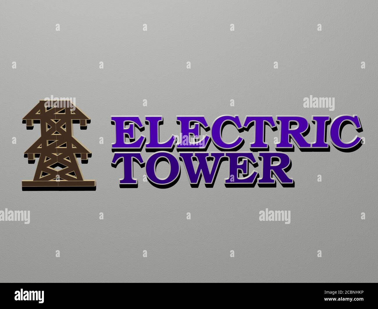 ELECTRIC TOWER icon and text on the wall, 3D illustration for ...