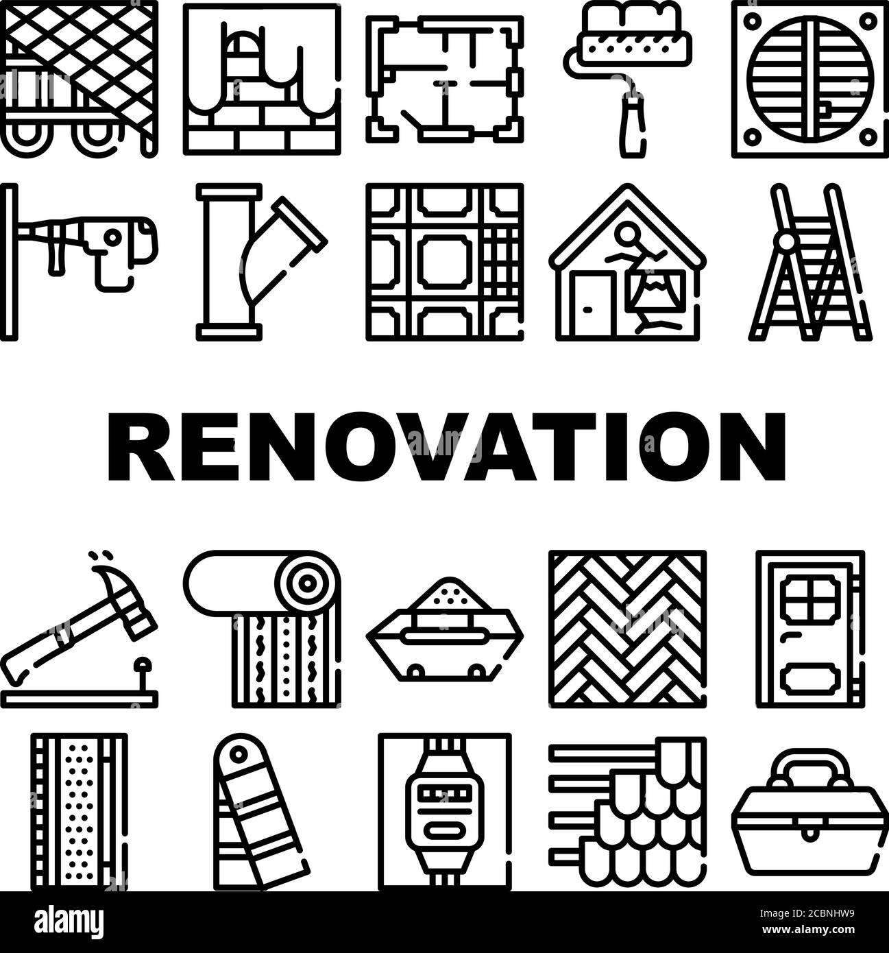 Renovation Home Repair Collection Icons Set Vector Stock Vector Image ...