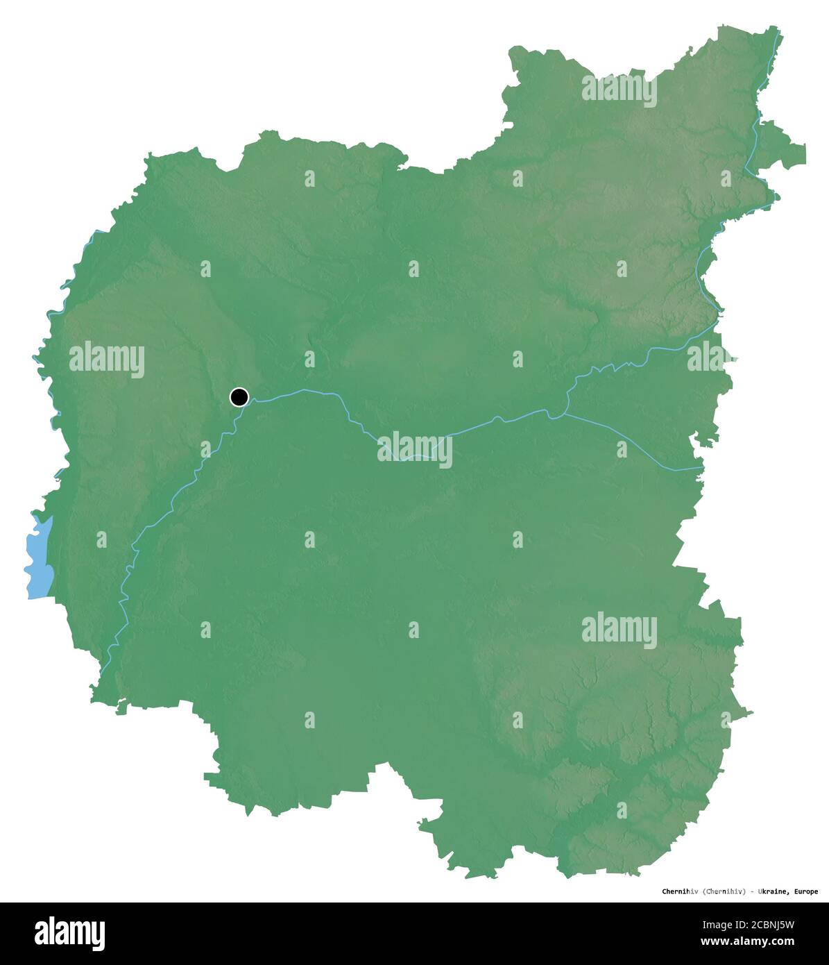 Shape of Chernihiv, region of Ukraine, with its capital isolated on ...