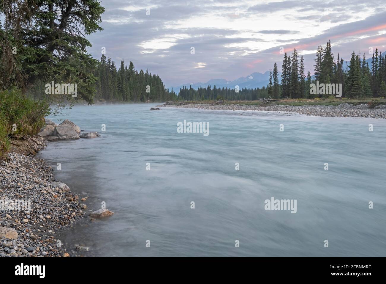 Morning view of the Vermilion River in Kootenay National Park, British ...