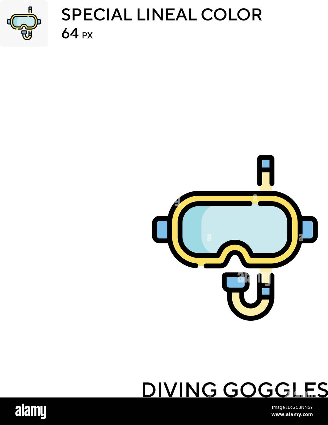 Diving goggles Special lineal color vector icon. Diving goggles icons ...