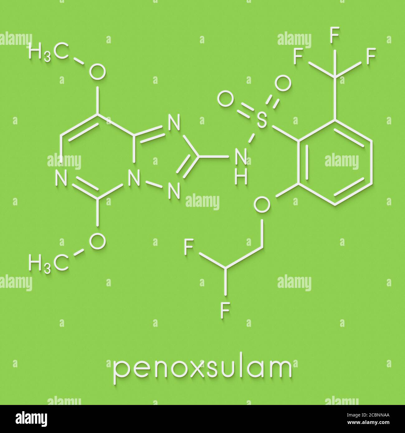 Penoxsulam herbicide molecule. Skeletal formula. Stock Photo
