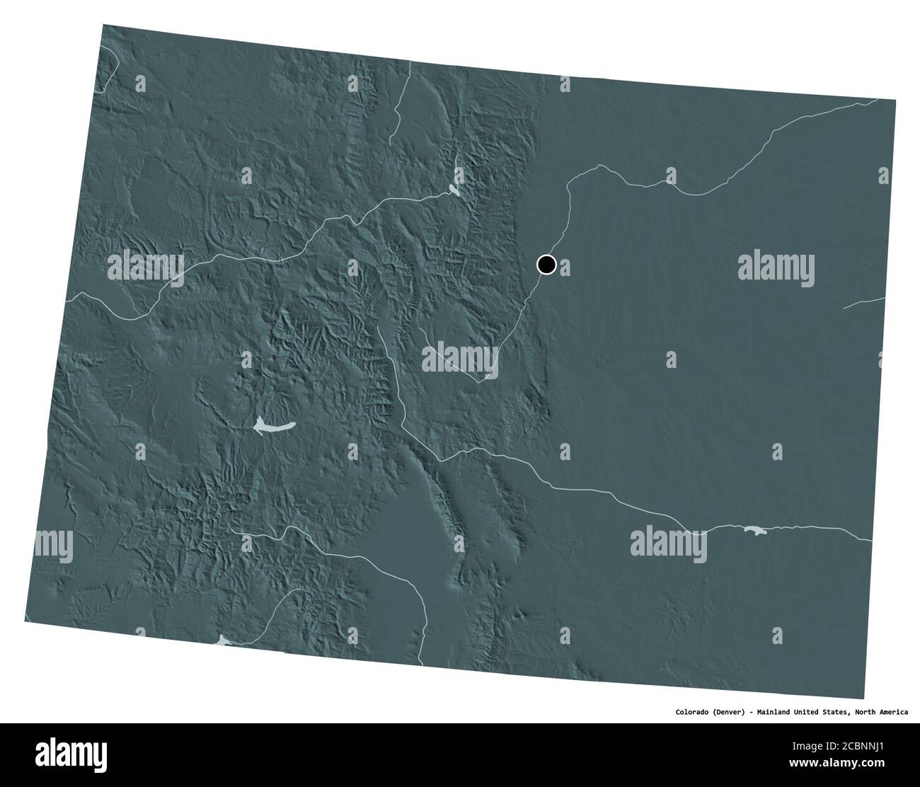 Shape of Colorado, state of Mainland United States, with its capital ...