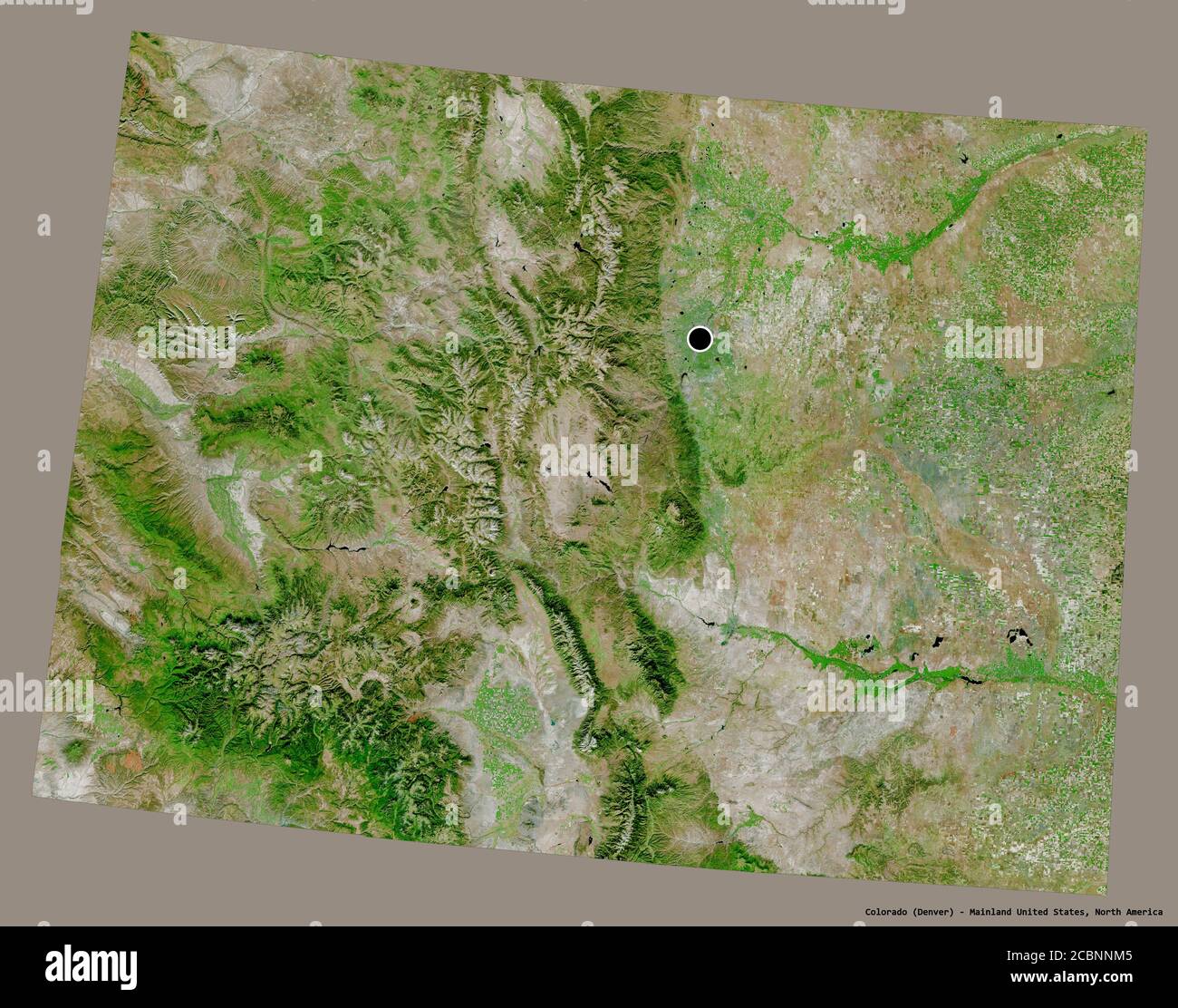 Shape of Colorado, state of Mainland United States, with its capital ...