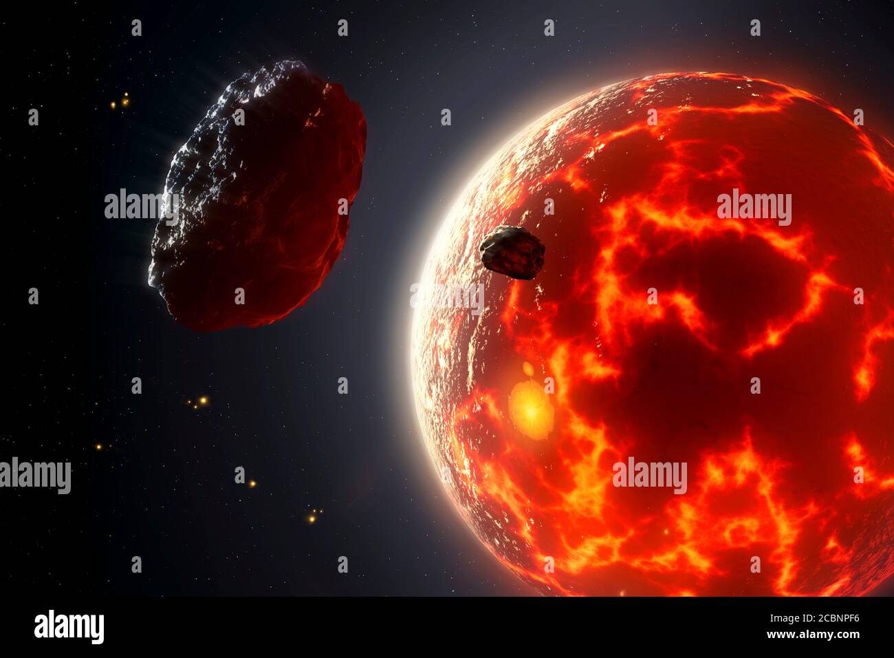 Artwork of a molten exoplanet Stock Photo