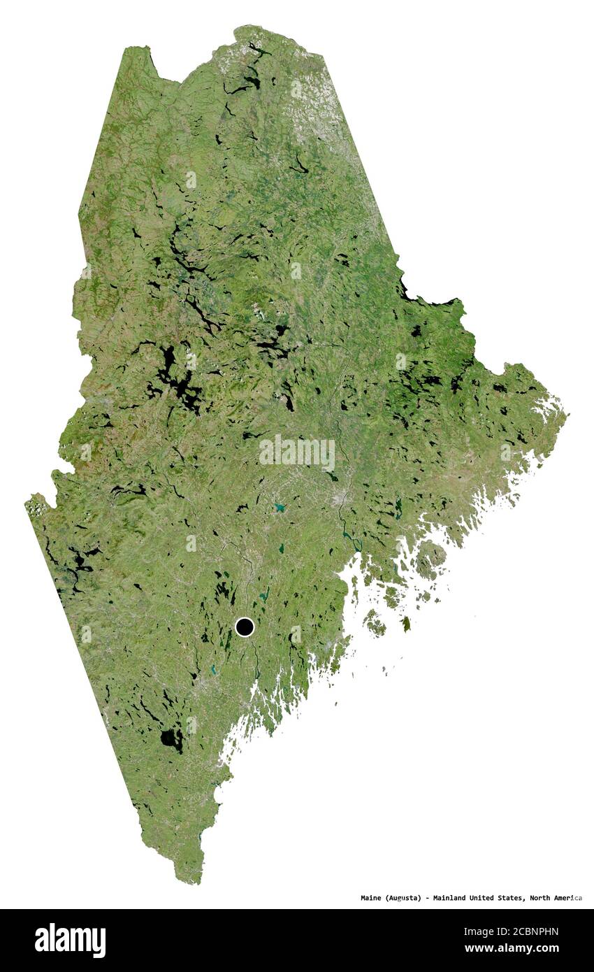 Satellite Map Of Maine Shape Of Maine, State Of Mainland United States, With Its Capital Isolated  On White Background. Satellite Imagery. 3D Rendering Stock Photo - Alamy