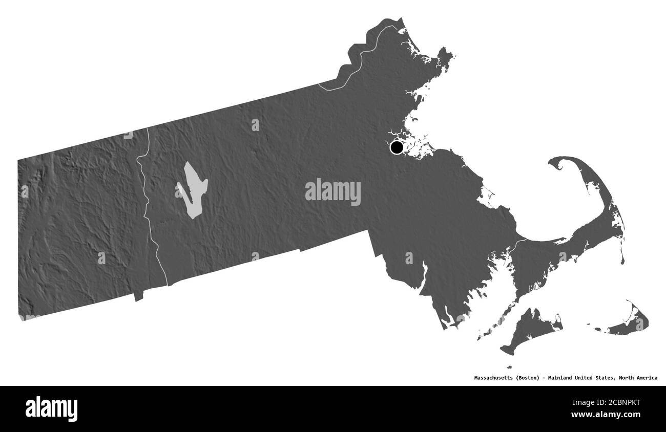Shape of Massachusetts, state of Mainland United States, with its