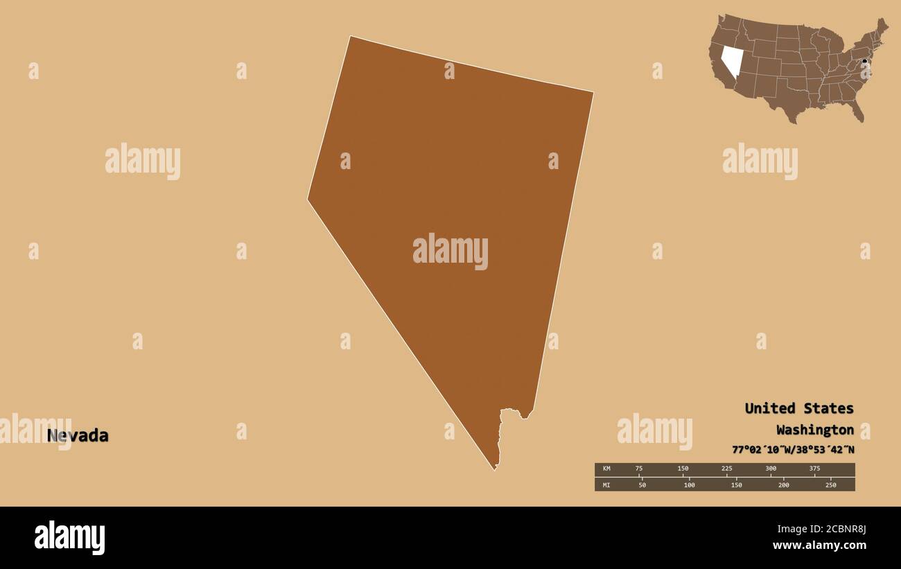 Shape of Nevada, state of Mainland United States, with its capital ...