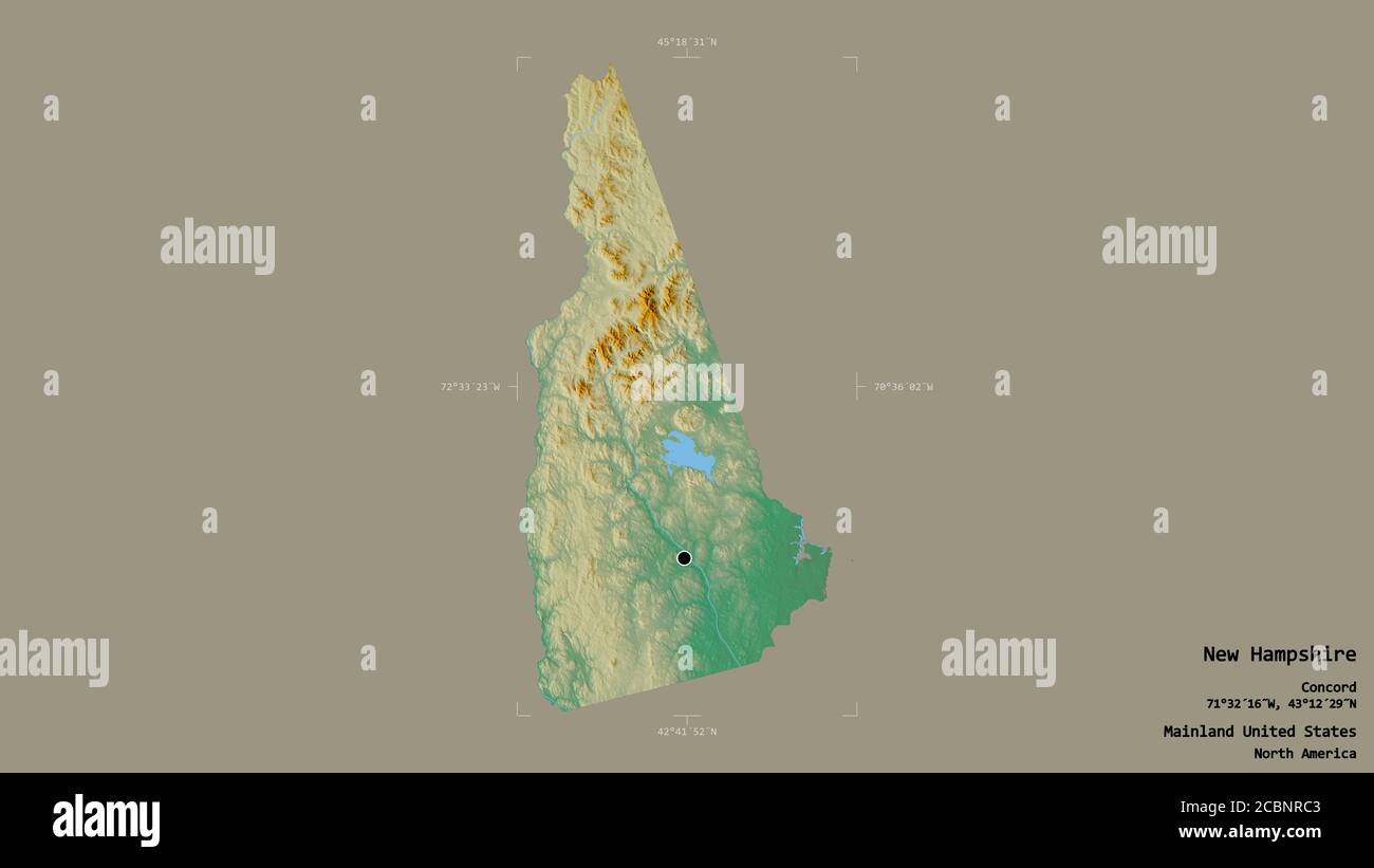 Area of New Hampshire, state of Mainland United States, isolated on a ...