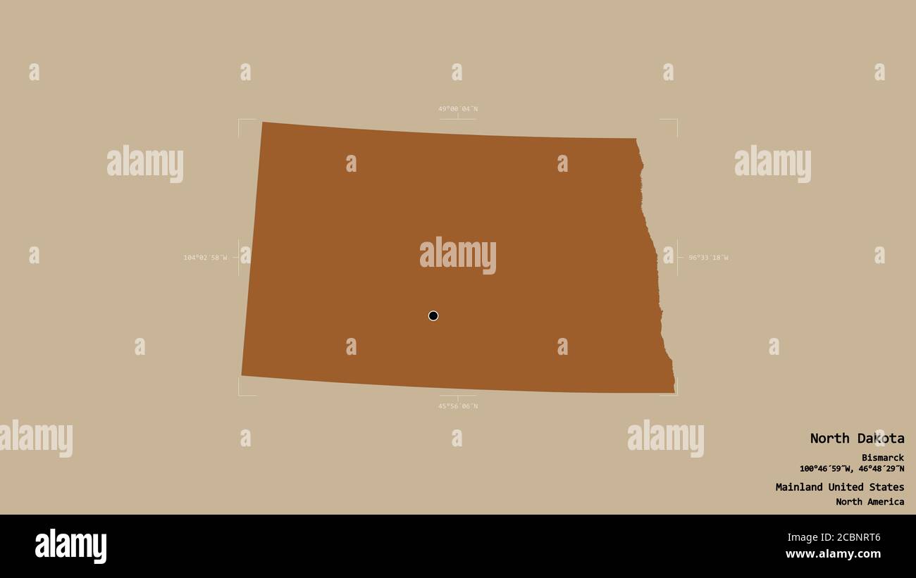 Area of North Dakota, state of Mainland United States, isolated on a