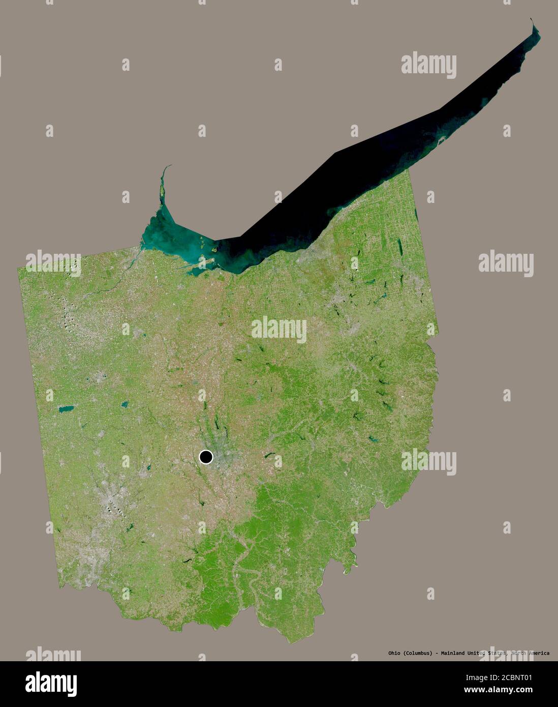 Satellite Map Of Ohio Shape Of Ohio, State Of Mainland United States, With Its Capital Isolated  On A Solid Color Background. Satellite Imagery. 3D Rendering Stock Photo -  Alamy