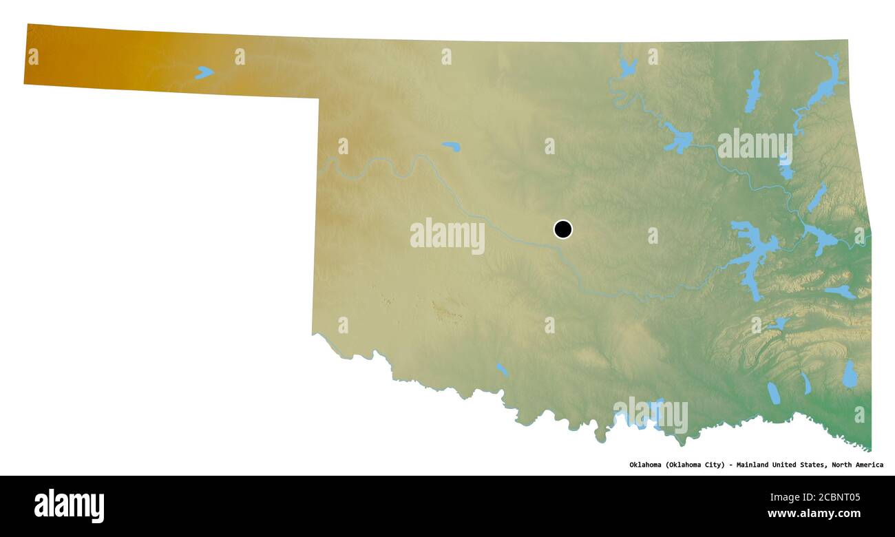 Shape of Oklahoma, state of Mainland United States, with its capital ...